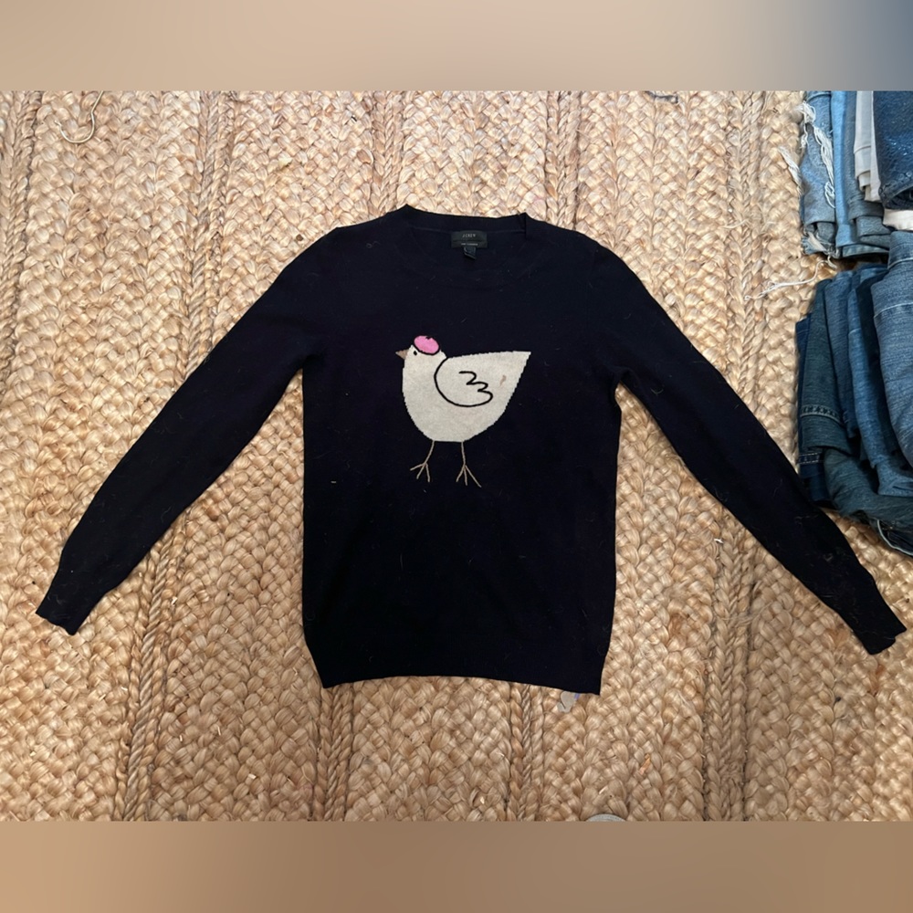 Cashmere crew neck chicken sweater